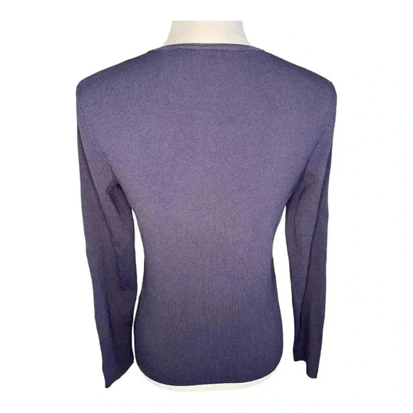 Armani Exchange Women’s Medium Blue Long Sleeved V-Neck Sweater - Picture 3 of 4